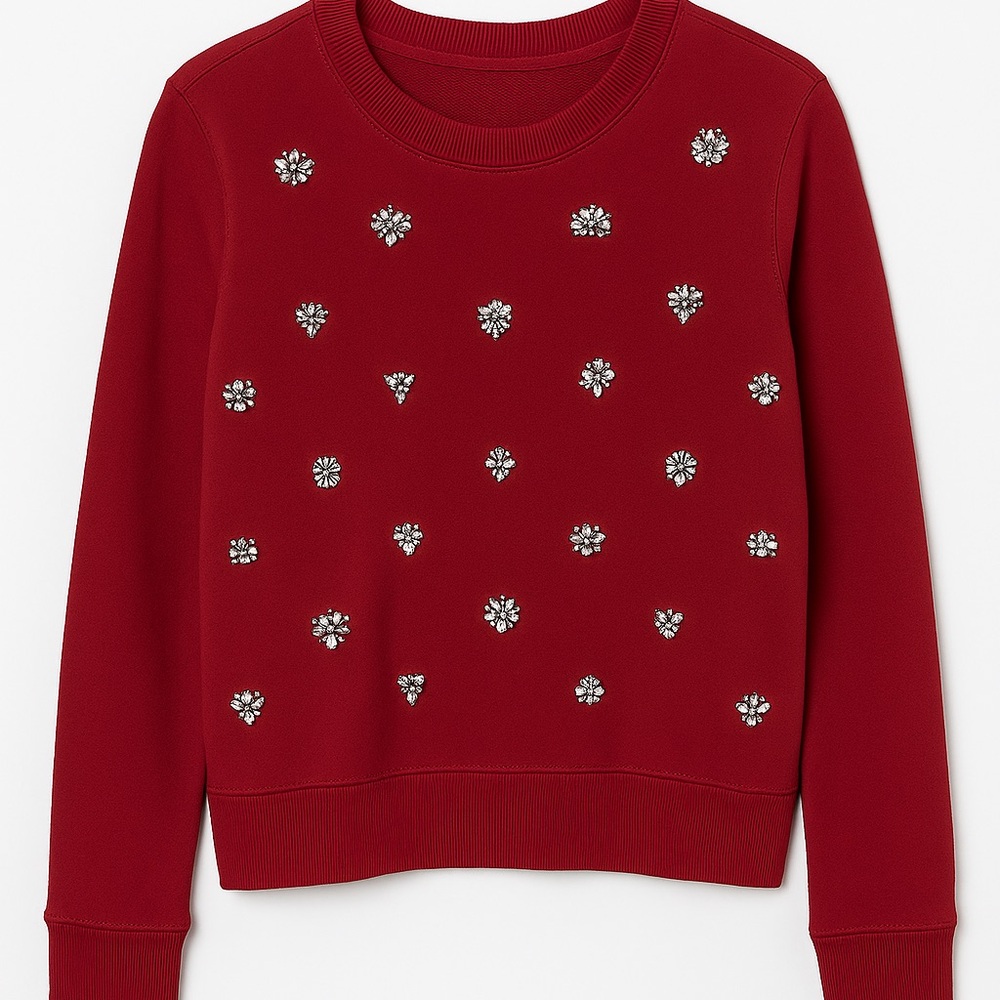 MICHAEL Michael Kors Burgundy Sweater with Crystal Accents